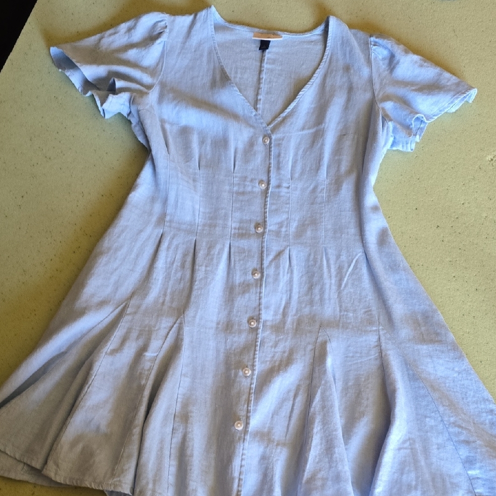 Universal Thread Light Blue Button-Front Midi Dre… - image 1